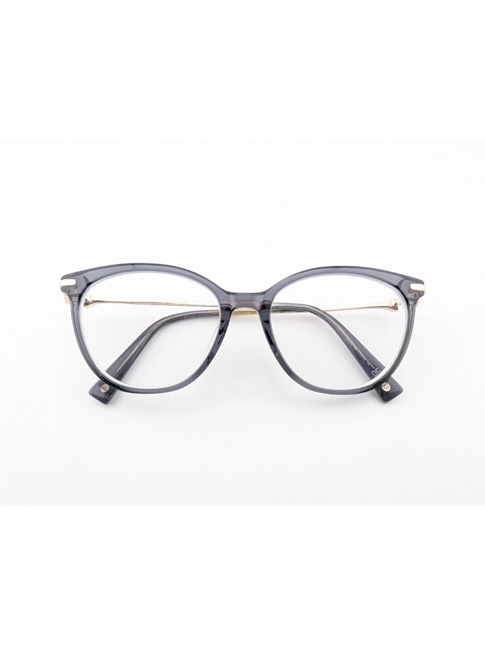 Bulova cali eyeglasses dark grey silver crystal cat eye